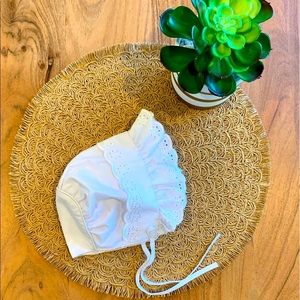 White baby bonnet